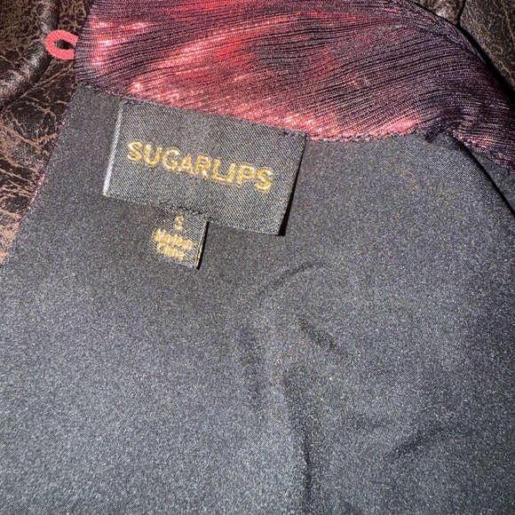 Sugarlips NWOT Admired Liquid Satin Shirred Ruffle Dress - Picture 6 of 6